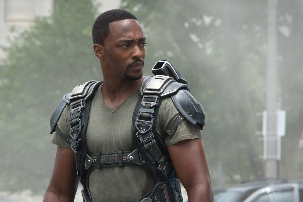 Anthony Mackie as Sam Wilson/Falcon in Captain America: The Winter Soldier