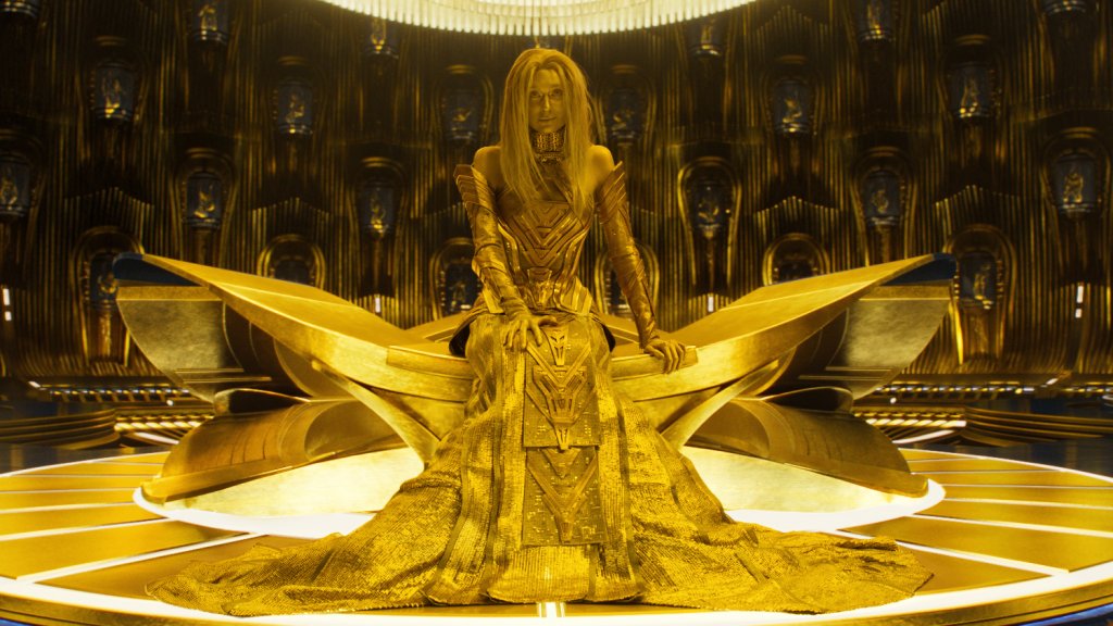 Ayesha in post credit scene from The Guardians of the Galaxy vol. 2 introducing Adam Warlock to MCU