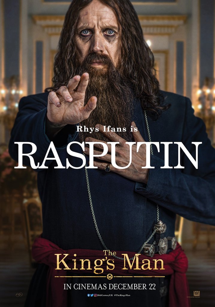 Rhys Ifans as Rasputin character poster in The King's Man 2021