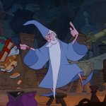 Merlin the wizard in Disney cartoon The Sword in the Stone