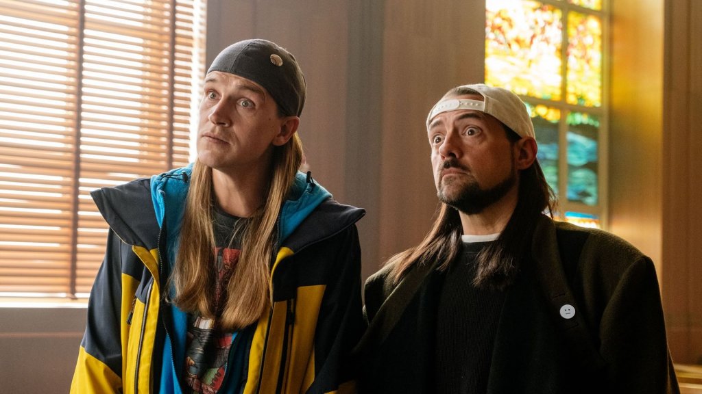 Jason Mewes and Kevin Smith as duo Jay and Silent Bob, appearing in documentary Clerk