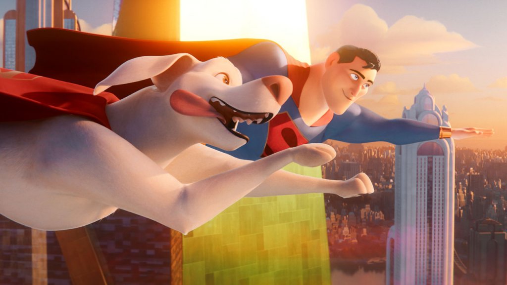 Krypto and Superman, played by Dwayne Johnson and John Krasinski in DC League of Super-Pets