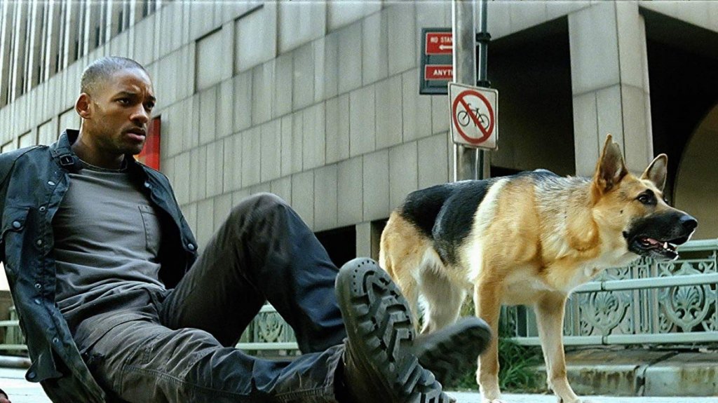 Will Smith and dog in I am Legend 2007