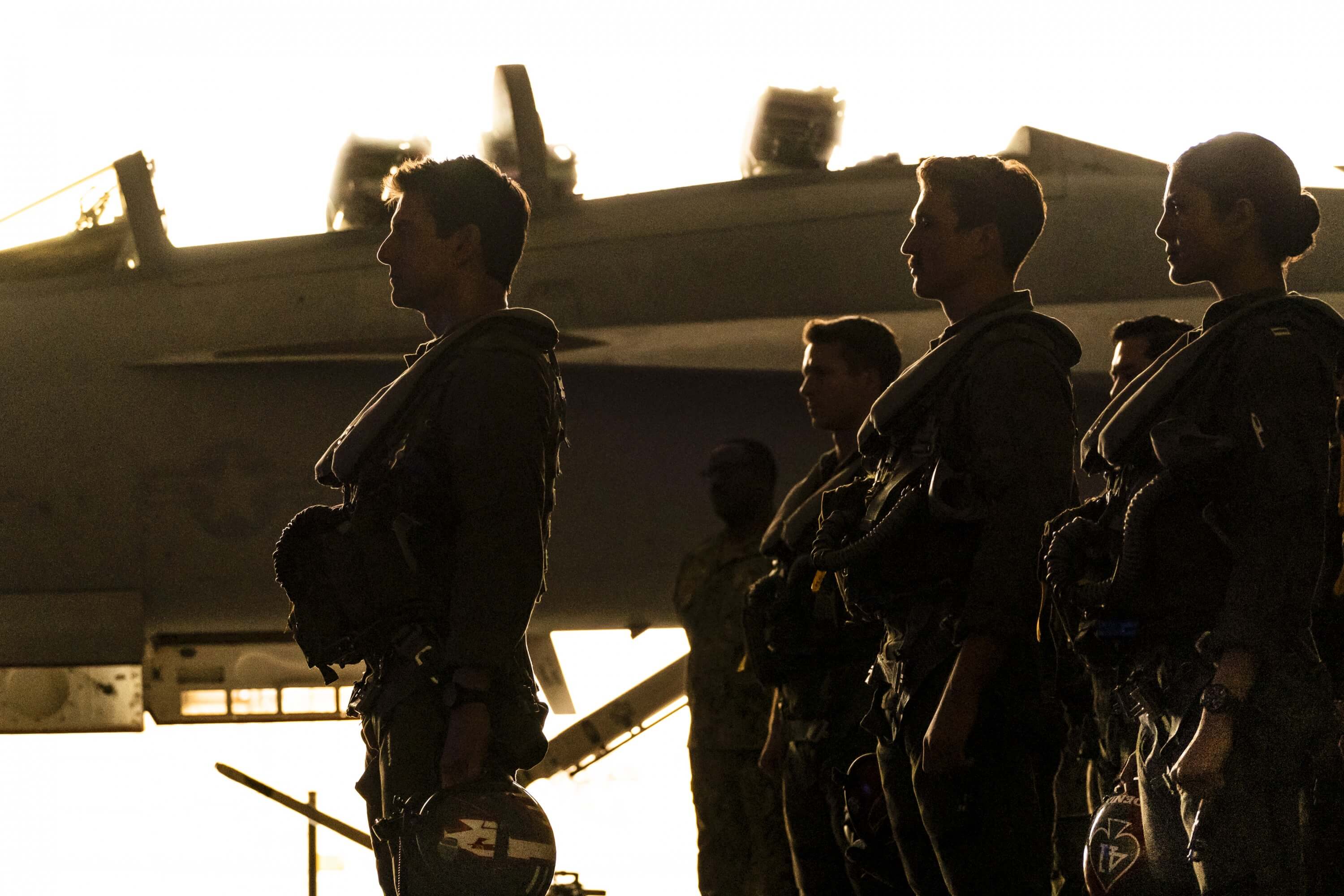 Tom Cruise, Miles Teller and cast in Top Gun: Maverick