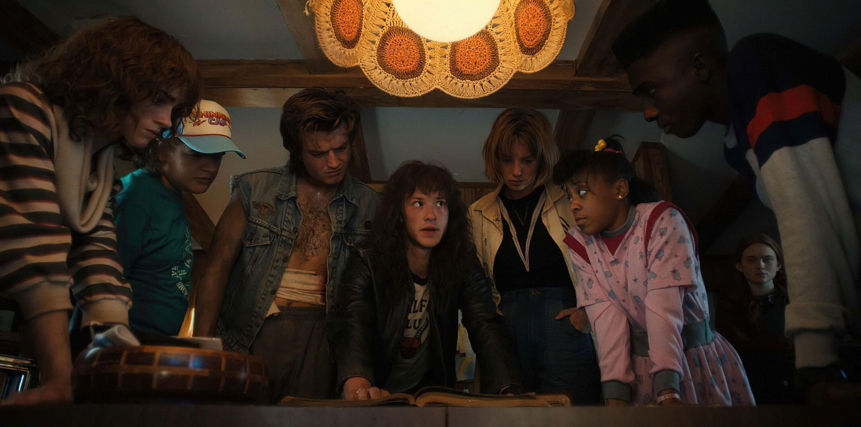 Stranger Things spin-off plans discussed, still from season 4 volume 1 of cast