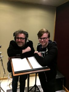 Bob Fischer and Ethan Warren in the studio