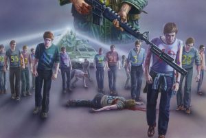 illustration of stephen king's the long walk by Gerry Grace, UK first edition