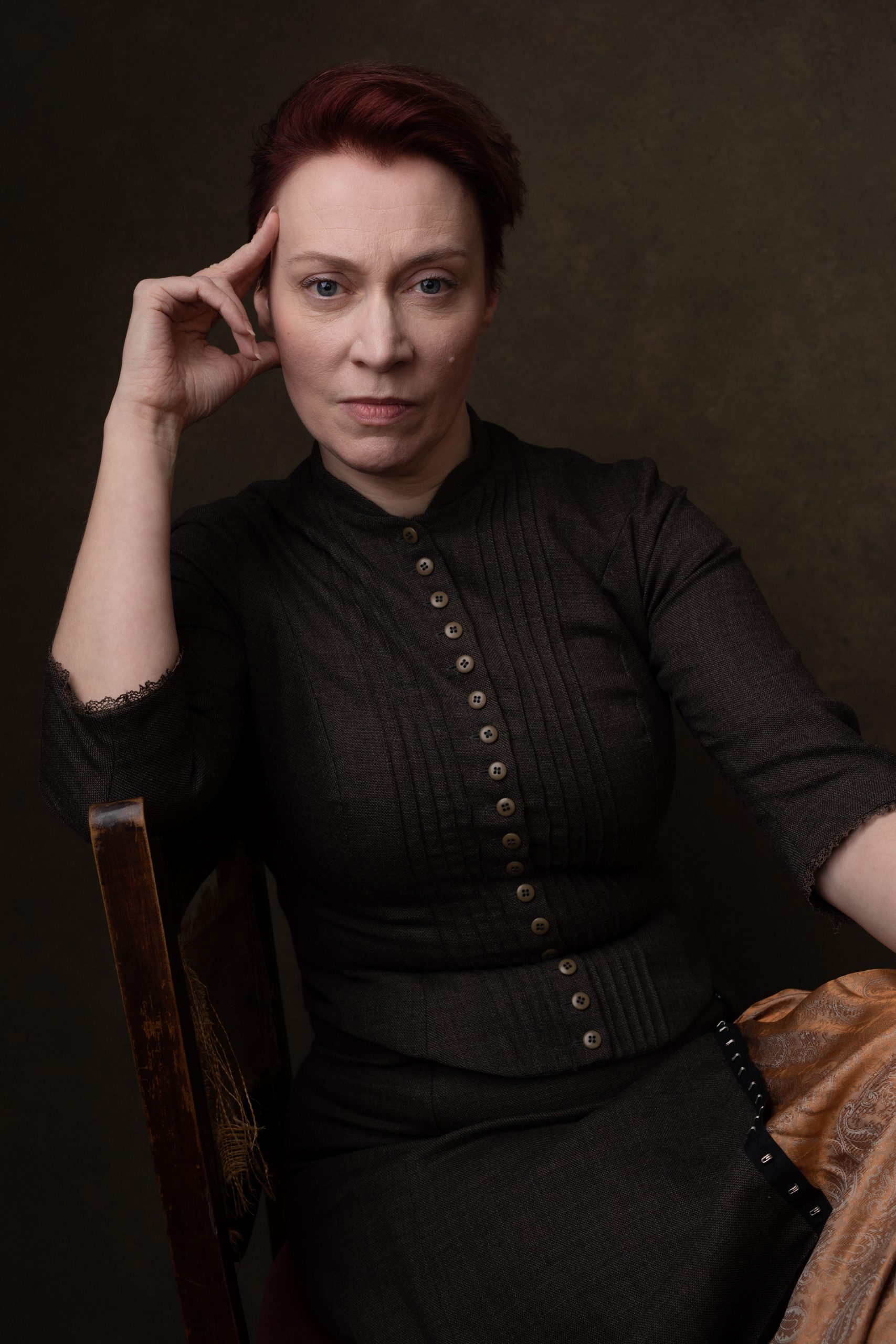 Emily Carding looking thoughtful