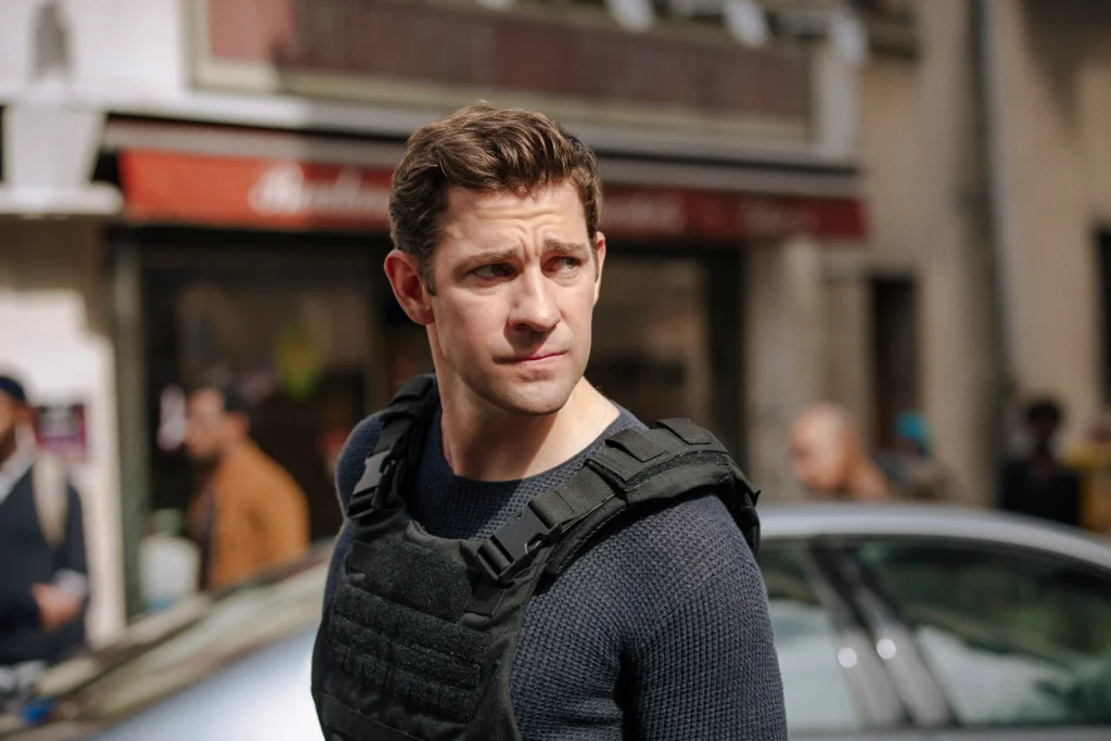 john krasinski stars in silent river. image still from jack ryan series