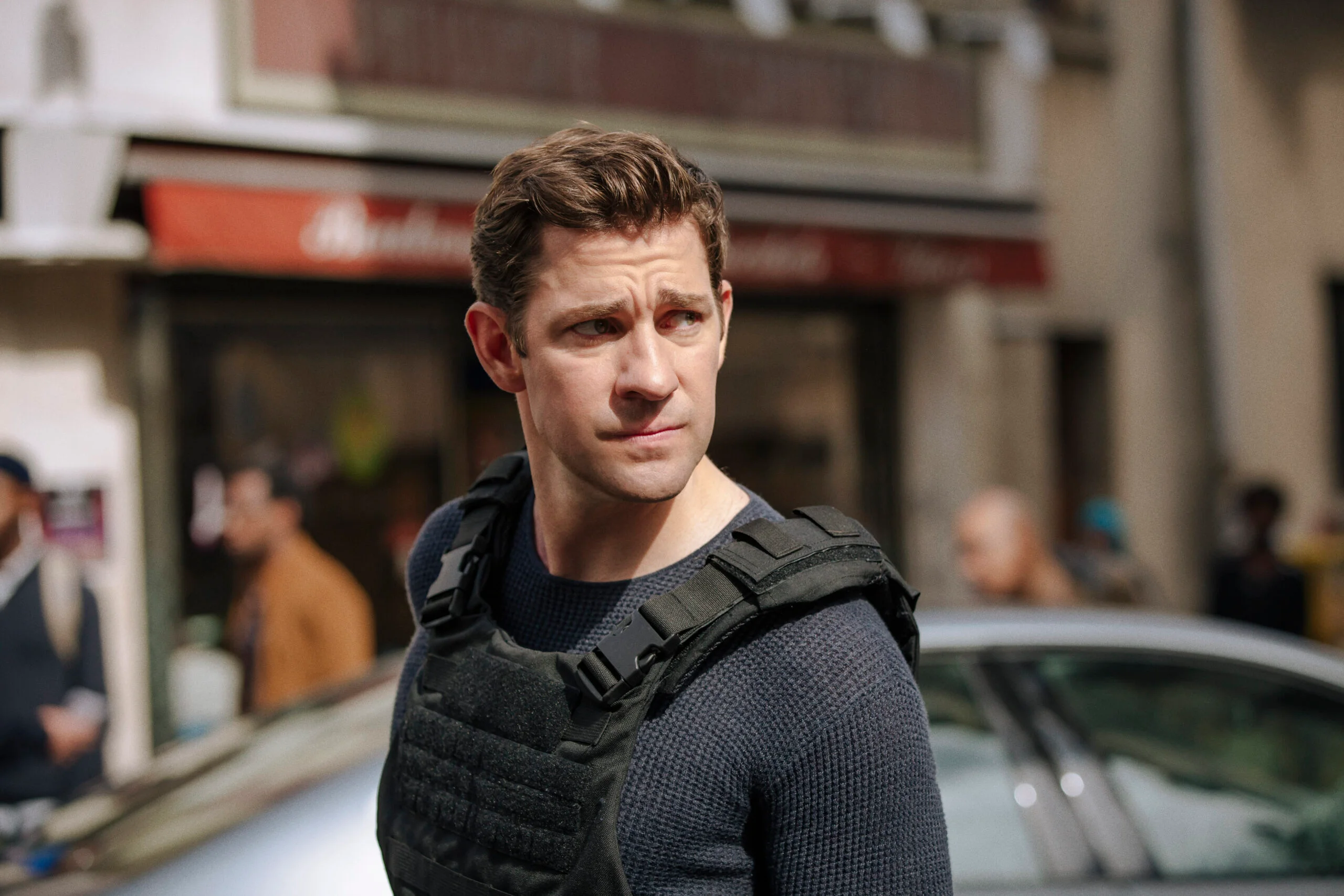 john krasinski stars in silent river. image still from jack ryan series