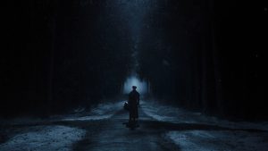 nicholas hoult character standing at crossroads in robert eggers horror nosferatu