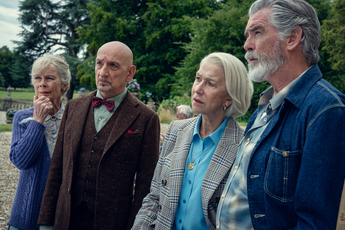the thursday murder club netflix trailer still with helen mirren pierce brosnan and ben kingsley