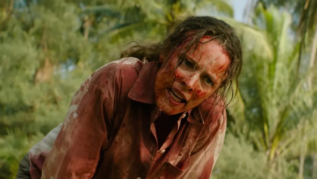 Rachel McAdams with blood all over her face in Send Help