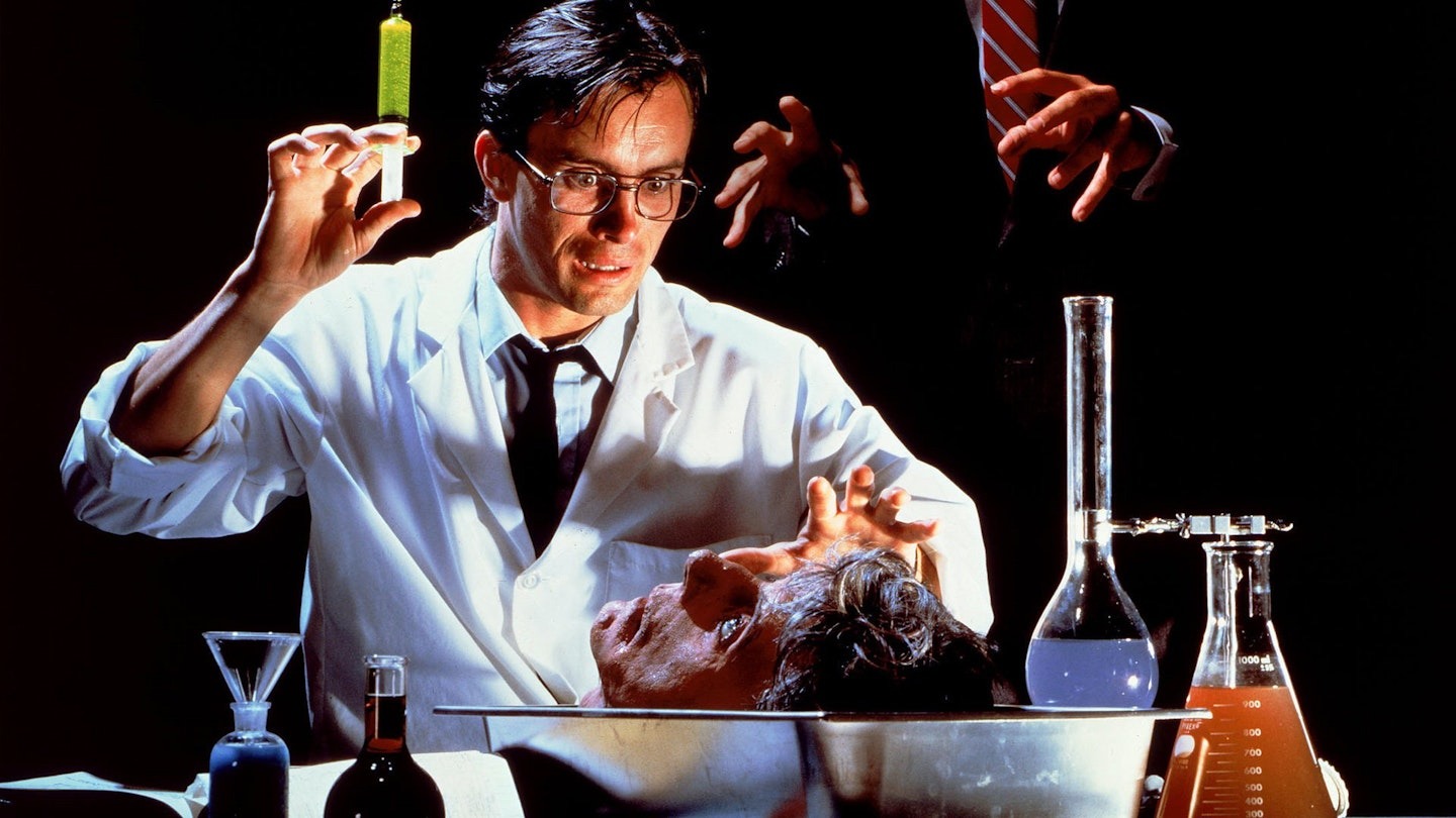 re-animator herbert west original film still. reboot to star malcolm mcdowell