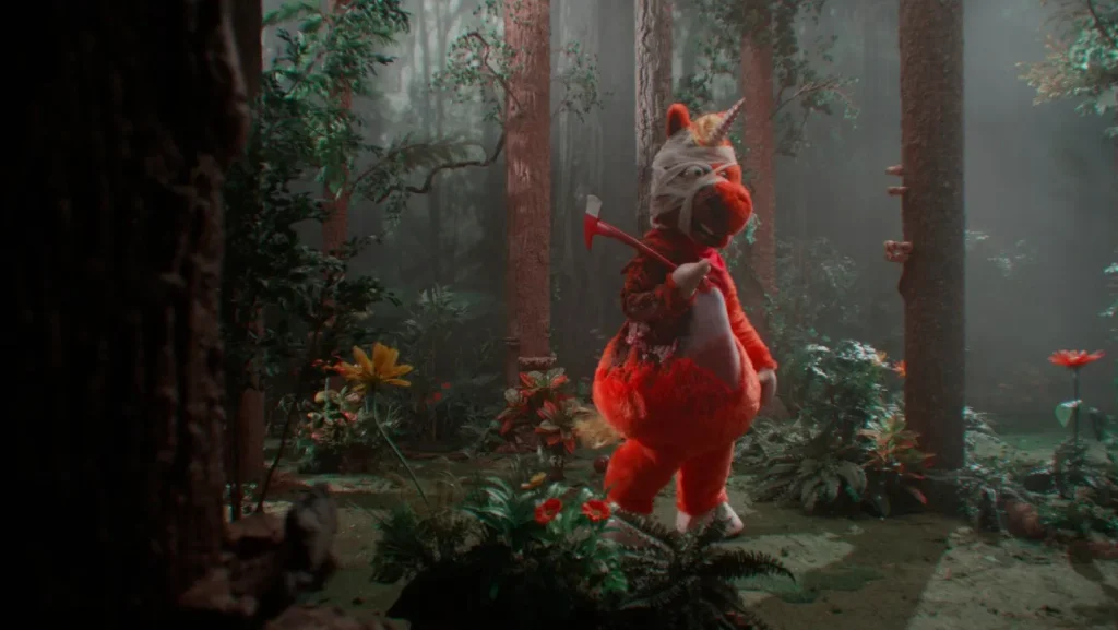 still of buddy the unicorn in trailer